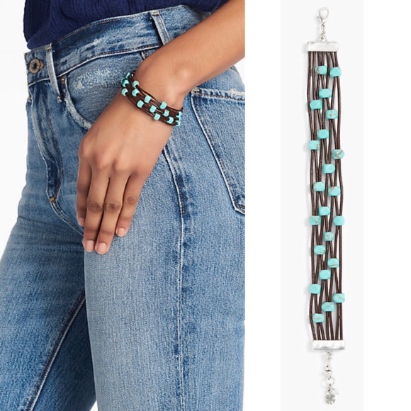 Lucky Brand Turquoise Bead Black Leather Bracelet - Picture 3 of 6